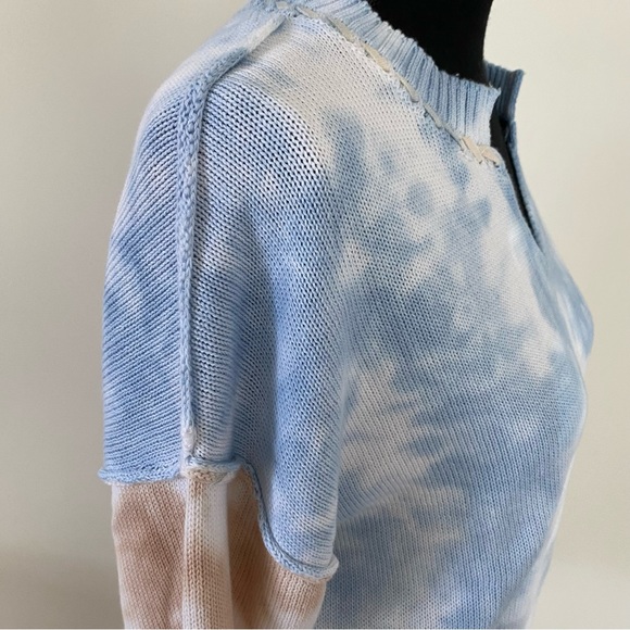 Wit & Wisdom Lightweight NWT Women Blue Tan Tie-dye Pullover Sweater 100%Cotton - Picture 5 of 16